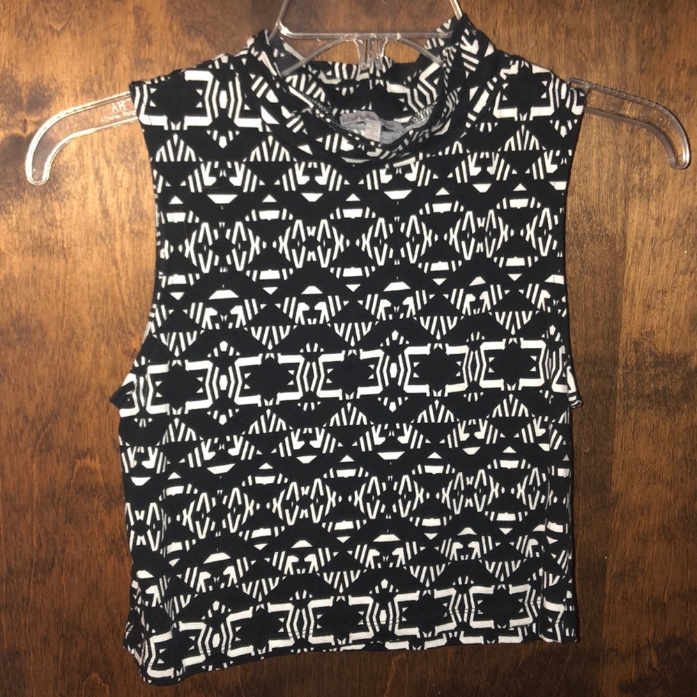 Black and white crop tank
